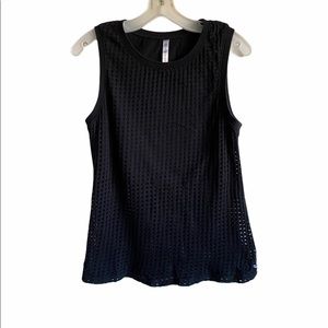 Fabletics Black Mesh Athletic Tank Top Size